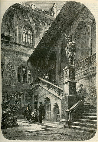 瑞士。巴塞尔市政厅庭院 Switzerland. Courtyard of the Town Hall in Basel (1882)，古斯塔夫·鲍恩费恩德