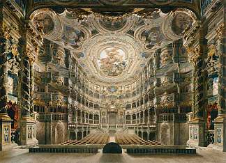 拜罗伊特马格拉维亚歌剧院内景 Inner View Of The Margravial Opera House Bayreuth (1879)，古斯塔夫·鲍恩费恩德