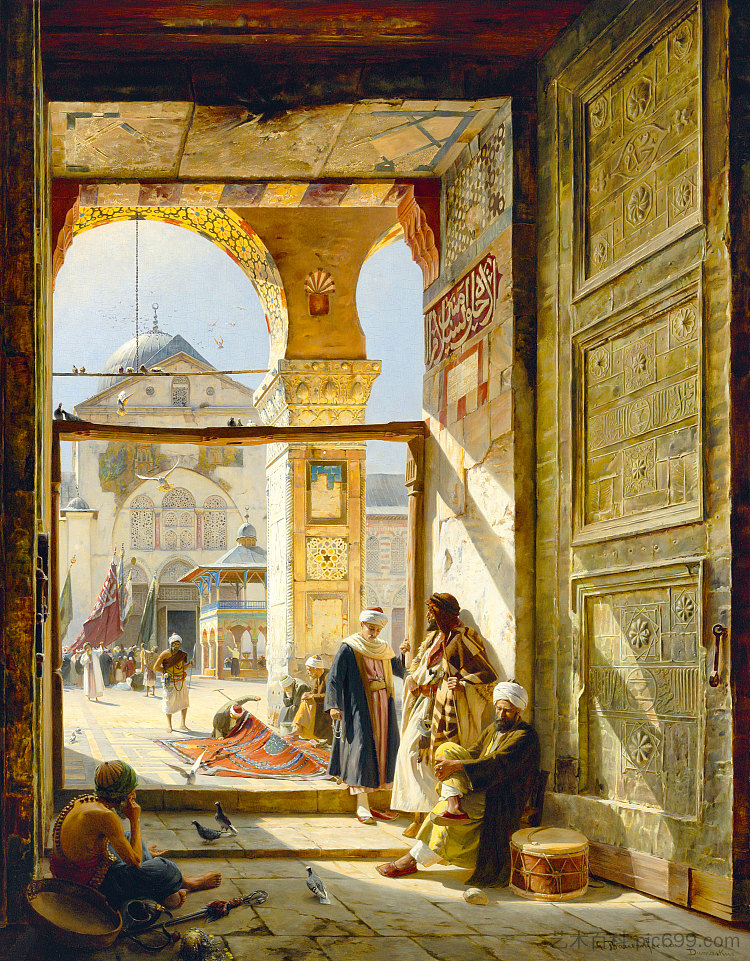 大马士革倭马亚清真寺大门 The Gate of the Great Umayyad Mosque, Damascus (1890)，古斯塔夫·鲍恩费恩德