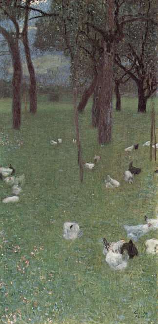 雨后（圣阿加莎的鸡花园） After the Rain (Garden with Chickens in St. Agatha) (1899)，古斯塔夫·克林姆特