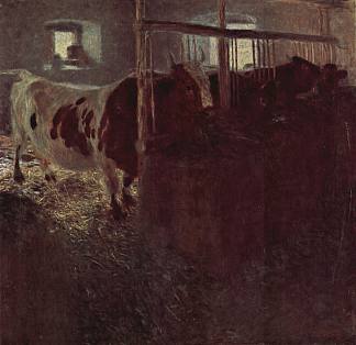 牛棚里的奶牛 Cows in the barn (1900 – 1901)，古斯塔夫·克林姆特