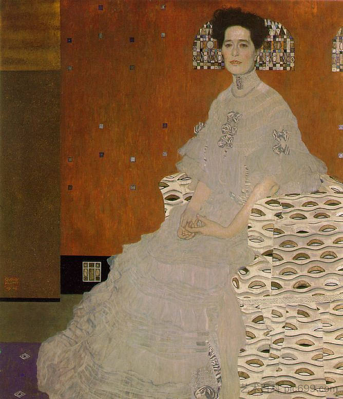 弗里扎·里德勒的肖像 Portrait of Fritza Riedler (1906)，古斯塔夫·克林姆特