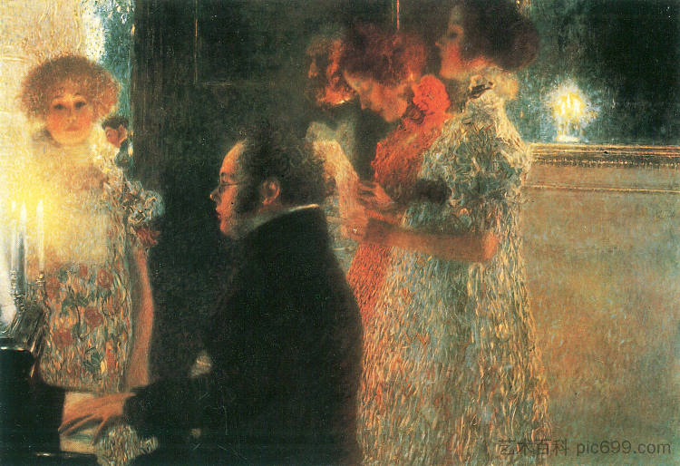 舒伯特在钢琴II中 Schubert at the Piano II (1899)，古斯塔夫·克林姆特