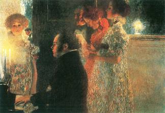 舒伯特在钢琴II中 Schubert at the Piano II (1899)，古斯塔夫·克林姆特