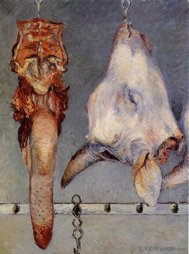 小腿、头和牛舌 Calf, Head and Ox Tongue (c.1882)，古斯塔夫·卡里伯特