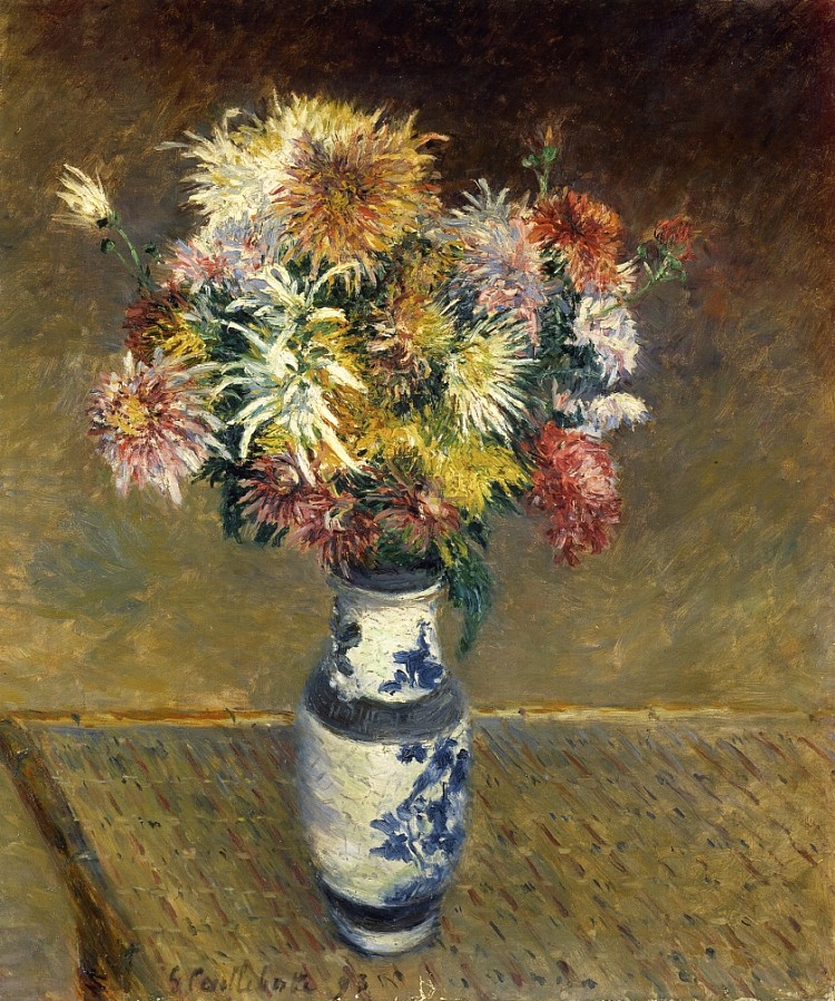 花瓶里的菊花 Chrysanthemums in a Vase (1893)，古斯塔夫·卡里伯特