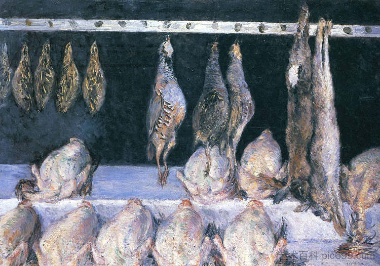 鸡和猎鸟的展示 Display of Chickens and Game Birds (c.1882)，古斯塔夫·卡里伯特