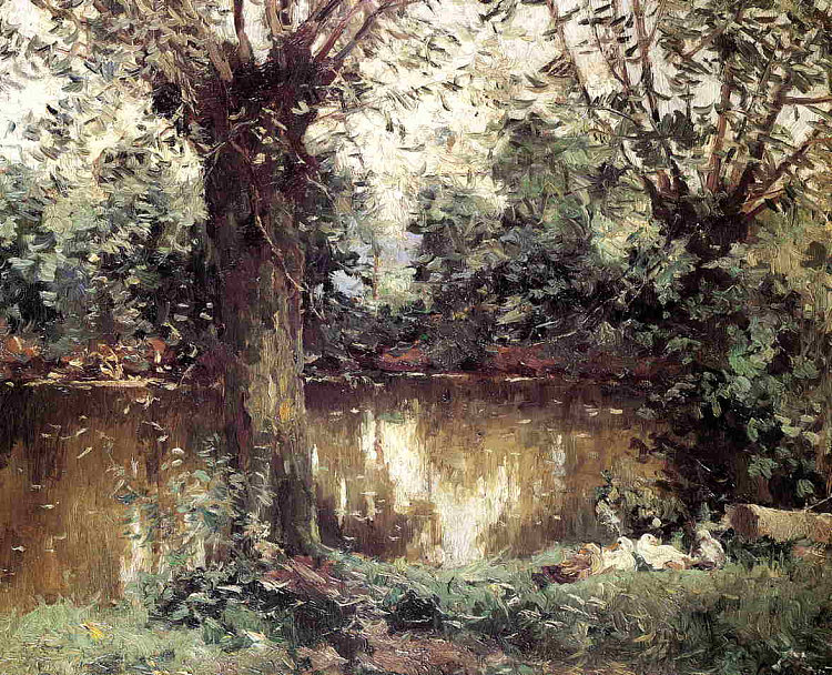 景观， 耶尔河岸 Landscape, Banks of the Yerres (c.1875)，古斯塔夫·卡里伯特