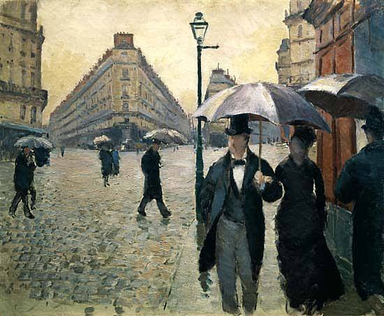 巴黎街，雨天（书房） Rue De Paris, Jour De Pluie (étude) (c.1877)，古斯塔夫·卡里伯特