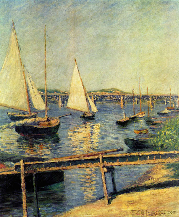 阿让特伊的帆船 Sailing boats at Argenteuil (c.1888)，古斯塔夫·卡里伯特