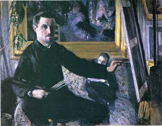 带画架的自画像 Self-Portrait with an Easel (c.1879 – c.1880)，古斯塔夫·卡里伯特