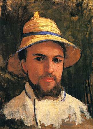 带髓头盔的自画像 Self-Portrait with Pith Helmet (1873)，古斯塔夫·卡里伯特