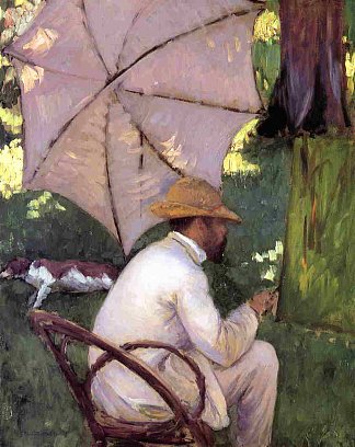 阳伞下的画家 The Painter under His Parasol (c.1878)，古斯塔夫·卡里伯特