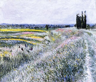 热内维利耶的平原，一群杨树 The Plain at Gennevilliers, Group of Poplars (1883)，古斯塔夫·卡里伯特