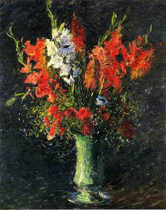 唐菖蒲花瓶 Vase of Gladiolas (1887)，古斯塔夫·卡里伯特