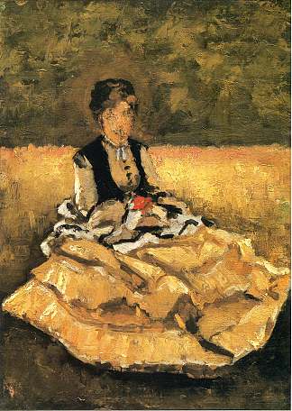 坐在草坪上的女人 Woman Seated on the Lawn (1874)，古斯塔夫·卡里伯特