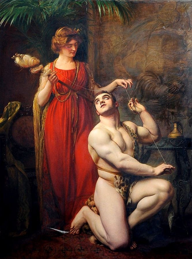 奥姆法勒脚下的赫拉克勒斯 Hercules at the Feet of Omphale (1912)，古斯塔夫-克洛德-艾蒂安·库尔图瓦