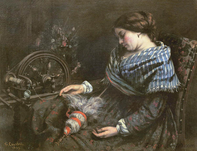 沉睡的刺绣师 The Sleeping Embroiderer (1853),古斯塔夫·库尔贝