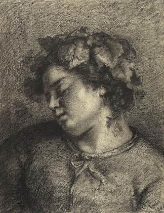 沉睡酒神头 Head of a Sleeping Bacchante，古斯塔夫·库尔贝