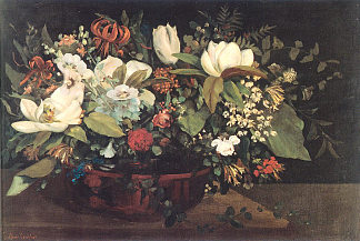 花篮 Basket of Flowers (1863)，古斯塔夫·库尔贝