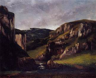 奥尔南斯附近的悬崖 Cliffs near Ornans (1865)，古斯塔夫·库尔贝