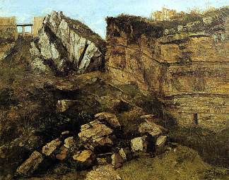 摇摇欲坠的岩石 Crumbling Rocks (1864)，古斯塔夫·库尔贝