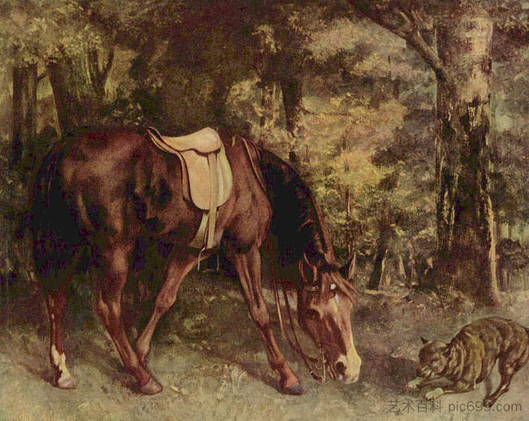 树林里的马 Horse in the Woods (1863)，古斯塔夫·库尔贝