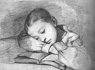 朱丽叶·库尔贝的肖像作为一个熟睡的孩子 Portrait of Juliette Courbet as a Sleeping Child (1841)，古斯塔夫·库尔贝