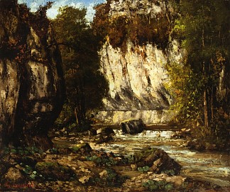 河流和悬崖 River and Cliff (1865)，古斯塔夫·库尔贝