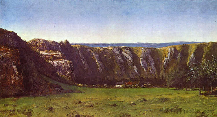 弗拉基附近的岩石景观 Rocky landscape near Flagey (1855)，古斯塔夫·库尔贝