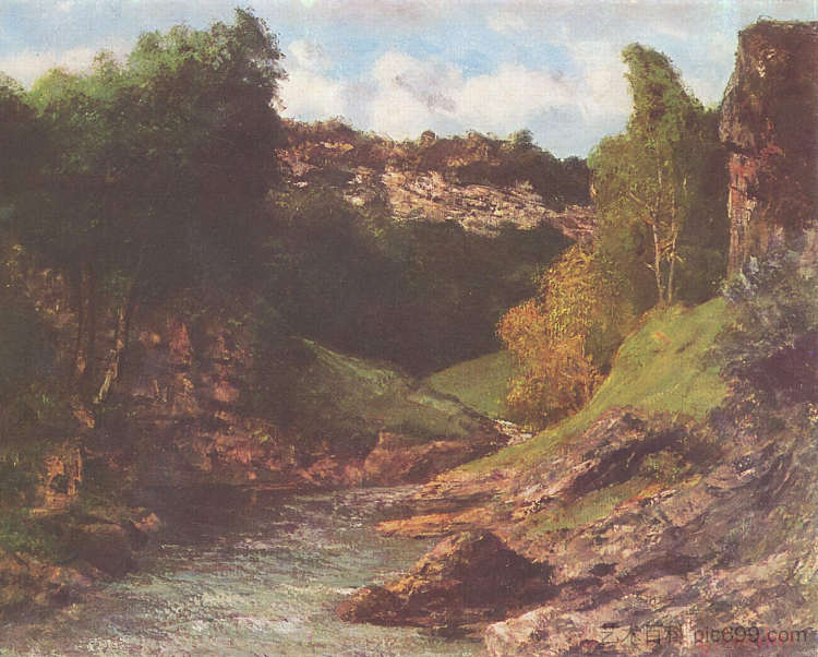 岩石景观 Rocky Landscape (c.1862)，古斯塔夫·库尔贝