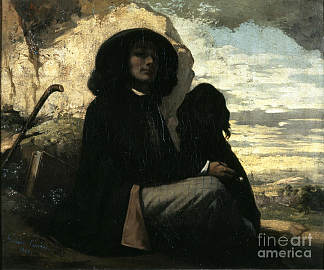 与黑狗的自画像 Self-Portrait with a Black Dog (1841)，古斯塔夫·库尔贝