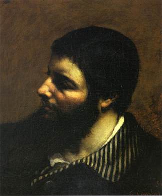 条纹衣领自画像 Self-Portrait with Striped Collar (1854)，古斯塔夫·库尔贝