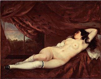 睡觉的裸体女人 Sleeping Nude Woman (1862)，古斯塔夫·库尔贝