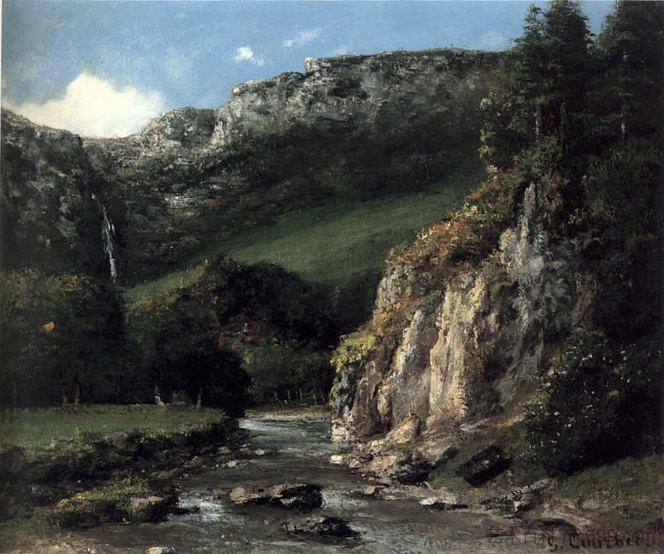 汝拉山脉的溪流 Stream in the Jura Mountains (1872 - 1873)，古斯塔夫·库尔贝