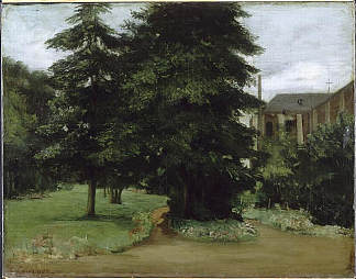 里尔修道院花园 The Garden of the Loos les Lille Abbacy (1851)，古斯塔夫·库尔贝