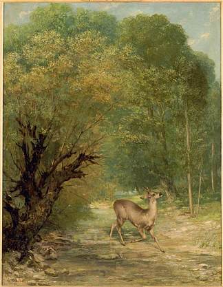 被猎杀的鹿，春天 The Hunted Deer, Spring (1867)，古斯塔夫·库尔贝