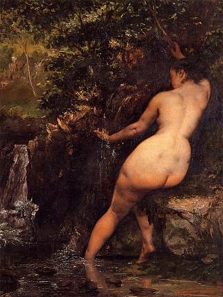 源头（源头的沐浴者） The Source (Bather at the Source) (1868)，古斯塔夫·库尔贝