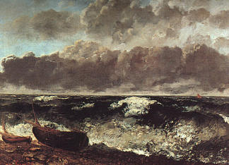 暴风雨的大海（波浪） The Stormy Sea (The Wave) (1870)，古斯塔夫·库尔贝