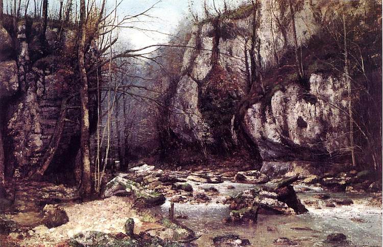 奥尔南斯的黑普伊特河 The Stream of the Puits Noir at Ornans (1868)，古斯塔夫·库尔贝