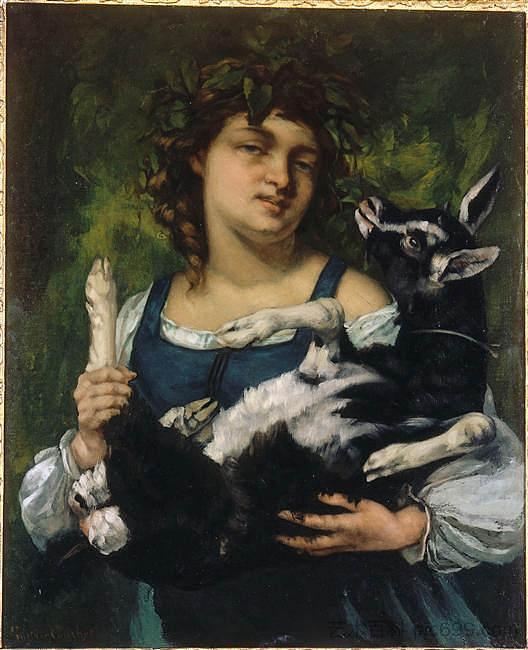 乡村女孩与山羊 The Village Girl with a Goatling (1860),古斯塔夫·库尔贝