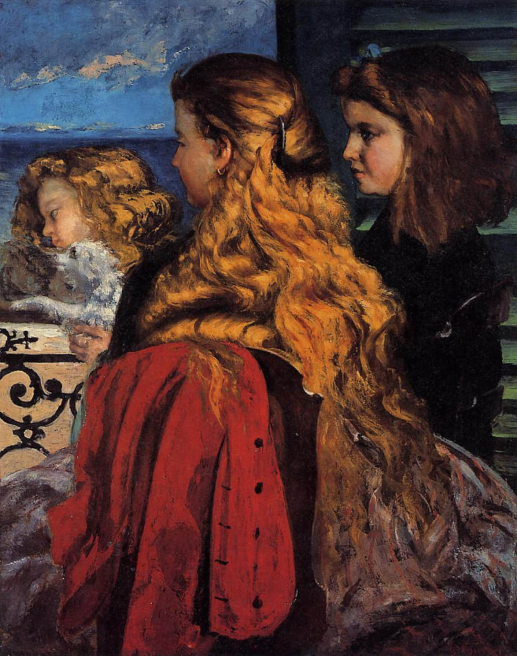 窗前的三个英国女孩 Three English Girls at a Window (1865)，古斯塔夫·库尔贝