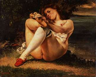 穿白色丝袜的女人 Woman with White Stockings (1861)，古斯塔夫·库尔贝