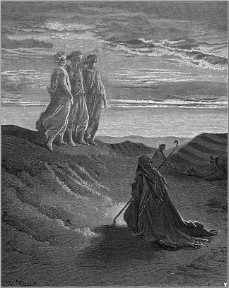 亚伯拉罕，上帝和两个天使 Abraham, God and Two Angels (1852)，古斯塔夫·多尔