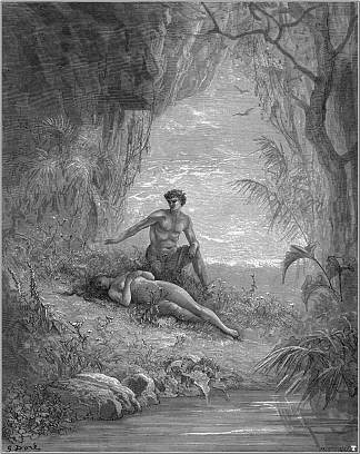 亚当和夏娃 Adam and Eve (c.1868)，古斯塔夫·多尔