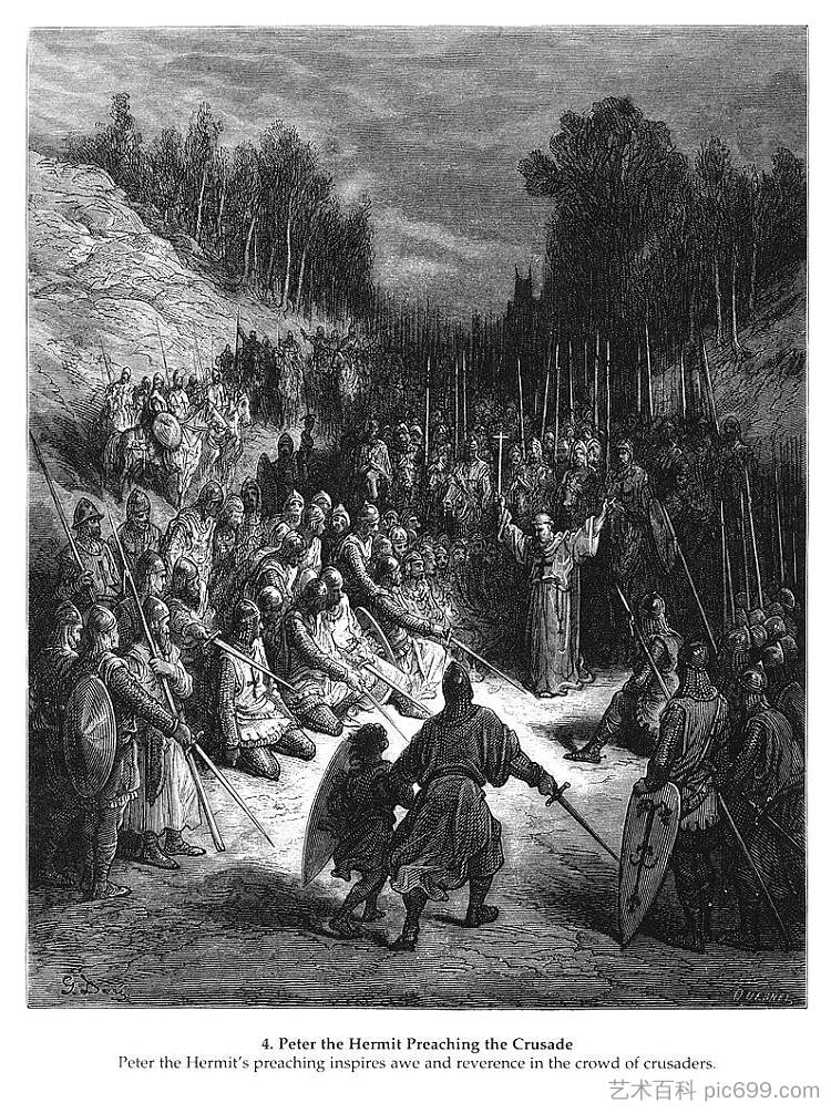 隐士彼得宣扬十字军东征 Peter the Hermit Preaching the Crusade，古斯塔夫·多尔