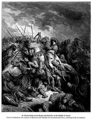 1191年在阿尔苏夫的战斗中的狮心王理查一世 Richard I the Lionheart in battle at Arsuf in 1191 (1877)，古斯塔夫·多尔