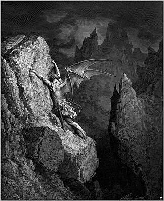 撒旦在混乱中的飞行 Satan’s Flight Through Chaos (c.1868)，古斯塔夫·多尔