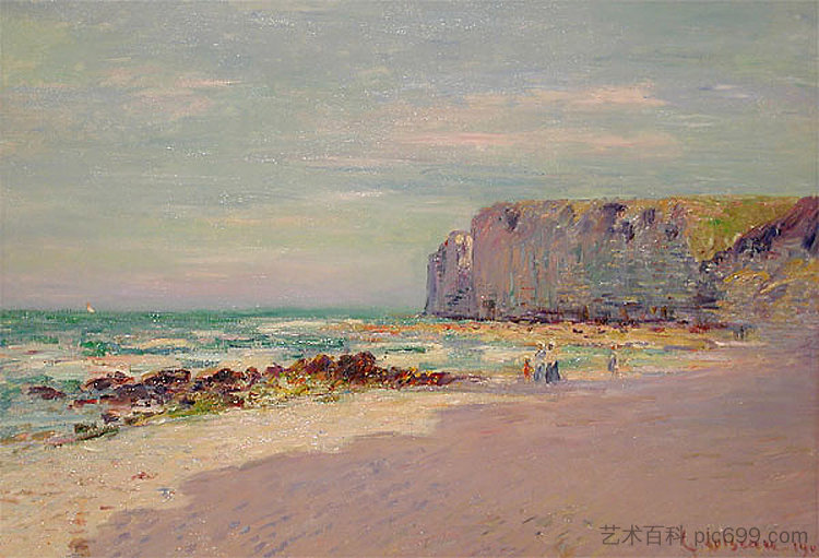 诺曼底小达尔斯的悬崖 Cliffs at Petit Dalles, Normandy (1908)，古斯塔夫·洛伊索