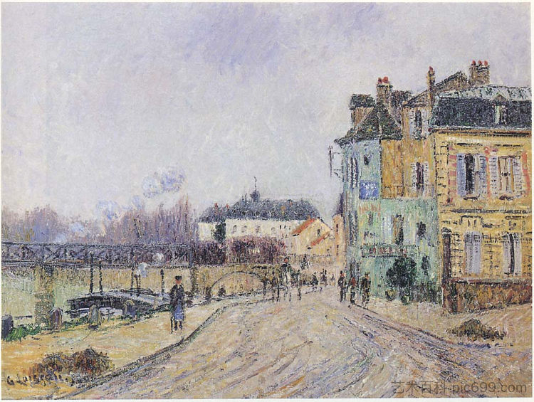 蓬图瓦兹瓦兹的瓦兹码头 Quay on Oise in Pontoise (1906)，古斯塔夫·洛伊索